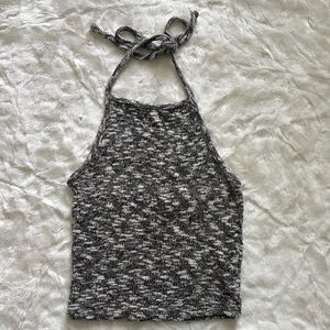 American Eagle Outfitters Black and White Tie Halter Top